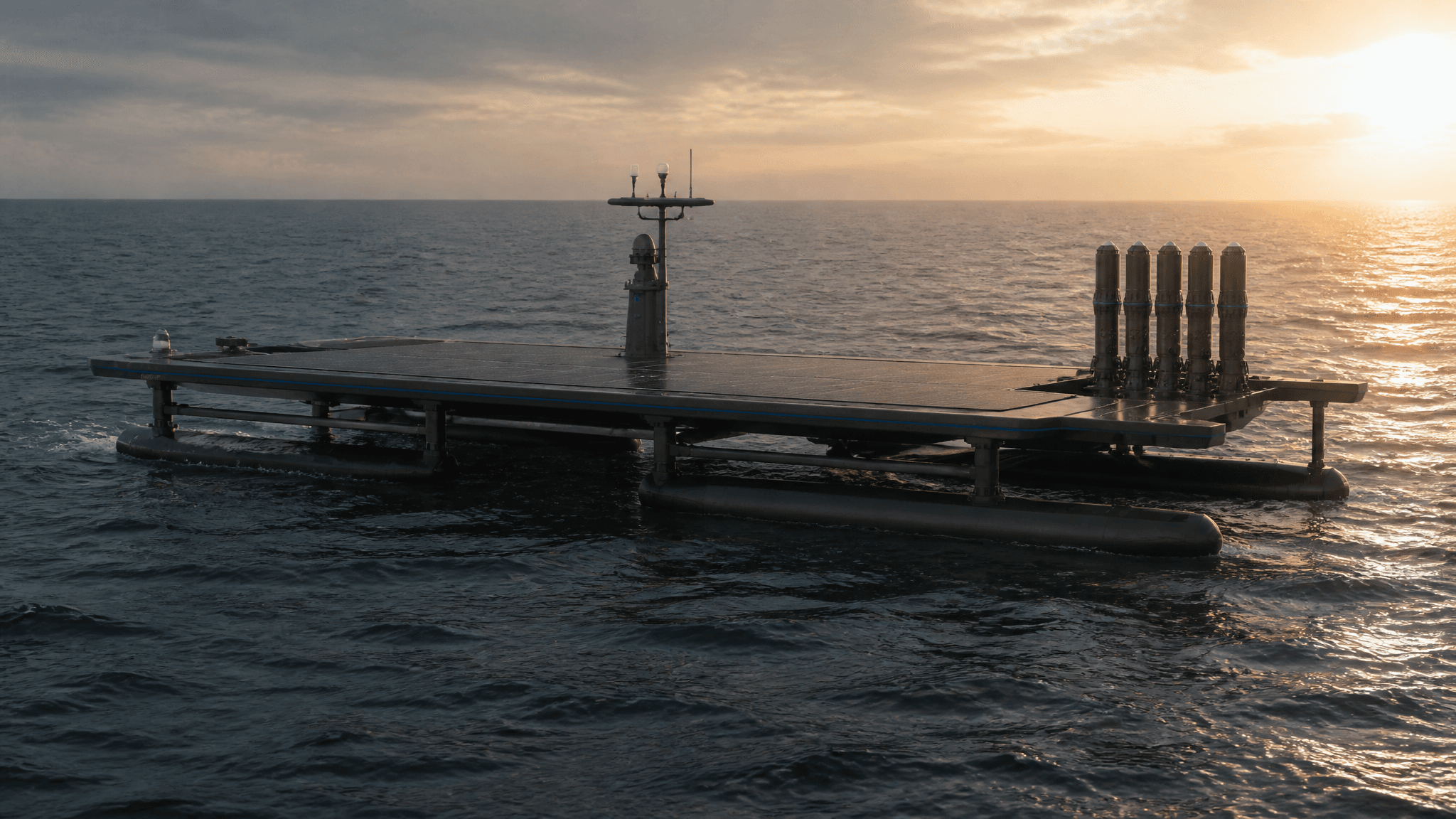 Atlas carrying Argus nodes at sea under solar-electric power